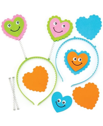 Sets diademen met opspringende hartvormige hoofdjes: een leuk kinderspeeltje in cadeautasjes voor Valentijnsdag (4 stuks per verpakking)