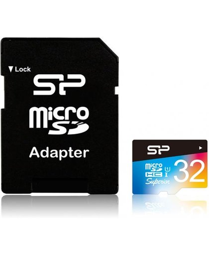 Silicon Power 32GB Superior MicroSDHC Class10 UHS-1 R90/W45Mb/s incl. SD-adapter Zwart