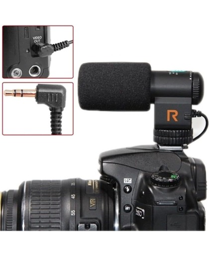 mic-109 directional stereo microfoon met 90 / 120 degrees pickup switching mode voor dslr & dv camcorder(zwart)