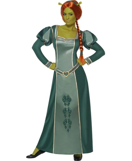 Fiona (shrek) jurk met pruik en haarband