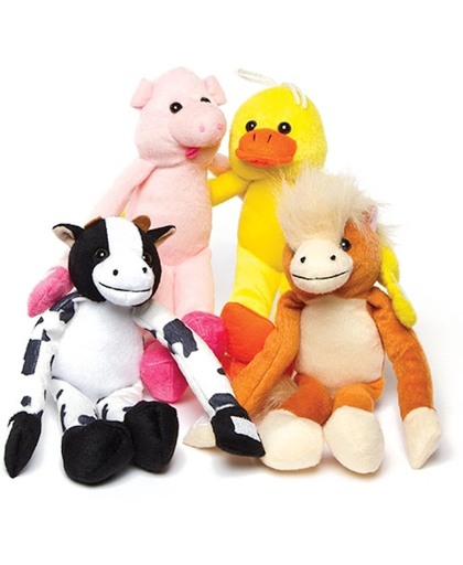Speelgoed hangende pluchen boerderijdierenvriendjes - knuffel speeltje voor kinderen ideaal om cadeau te geven (4 stuks)