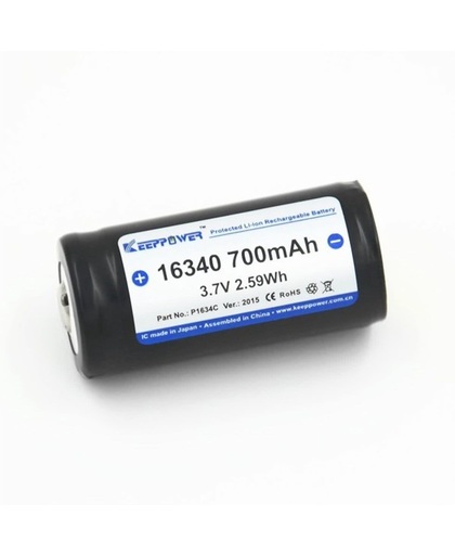 2 Stuks - 700mAh KeepPower 16340 Oplaadbare batterij