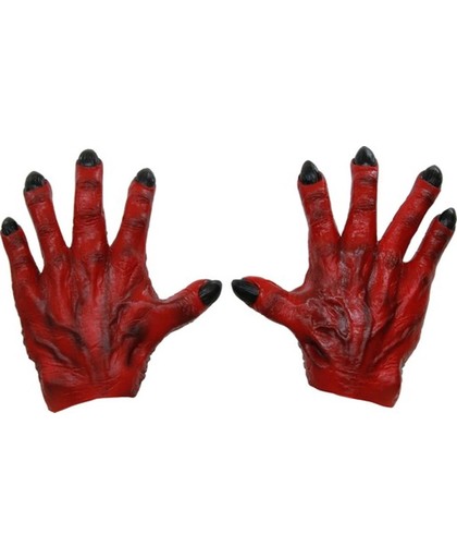 Rode monster handen voor volwassenen  - Verkleedattribuut - One size