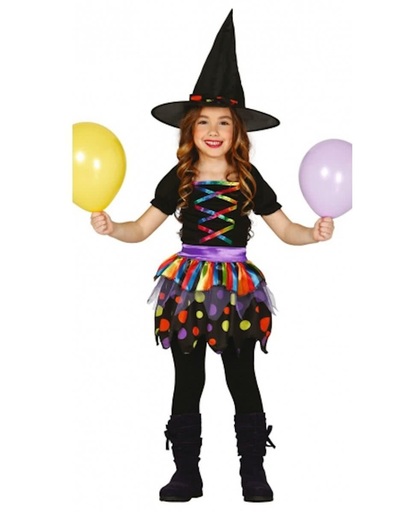Gekleurd heksen kostuum voor meisjes 98-104 (3-4 jaar)
