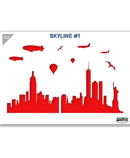 Sjabloon New York Skyline Kunststof Stencil A3 42 x 29,7 cm