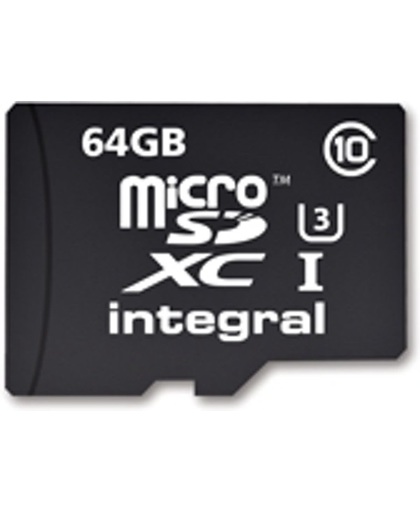 Integral Micro SD 64GB U3 + Adapter (90MB/s Class 10)