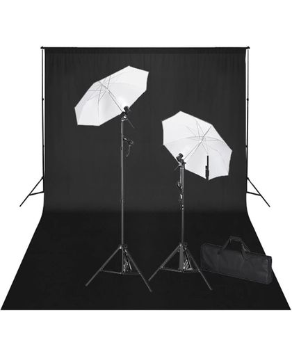 Fotostudio set met zwart doek 600 x 300 cm