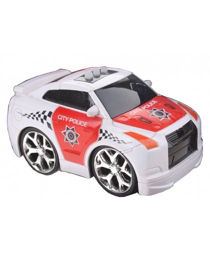 Gearbox politieauto met geluid wit/rood 12 cm