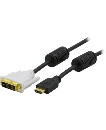 Deltaco HDMI-116-K, Kabeladapter van HDMI 19pin naar DVI-D Single Link Mannelijk 7m