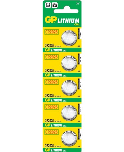 GP CR2025 Lithium 3V batterij 5-pack