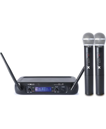 Vonyx WM73 2-Kanaals UHF Draadloos Microfoonsysteem met Handheldmicrofoons en Display