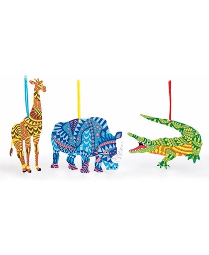 Creatieve decoratieset met oerwouddieren die kinderen kunnen ontwerpen, verven en tonen – zomerknutselset voor kinderen (8 stuks per verpakking)
