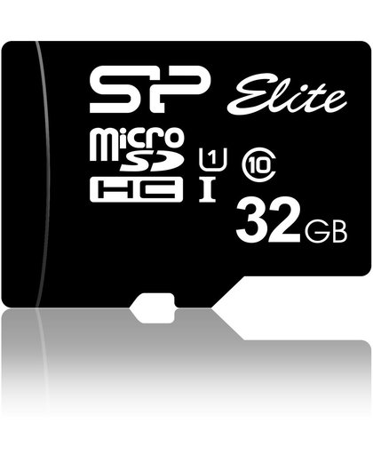 Silicon Power 32GB Elite MicroSDHC Class10 UHS-1 tot 85Mb/s incl. SD-adapter Zwart