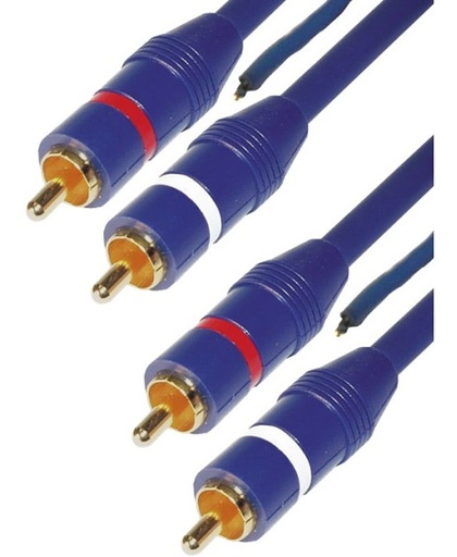 Hoge kwaliteit vergulde tulp stereo 2RCA met remote kabel - 0,75 meter