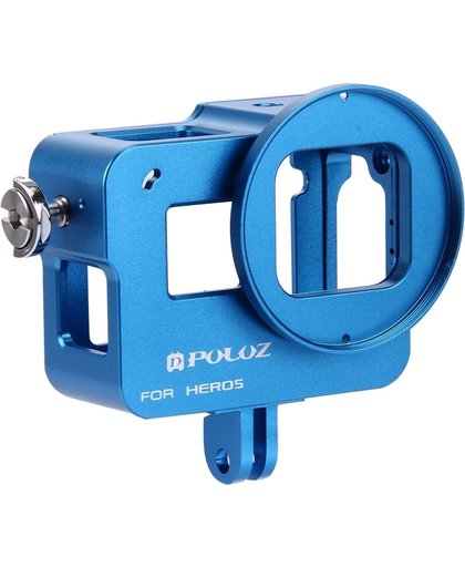 PULUZ behuizing Shell CNC Aluminum Alloy beschermende Cage met veiligheids Frame & 52mm UV Lens voor GoPro HERO5(blauw)