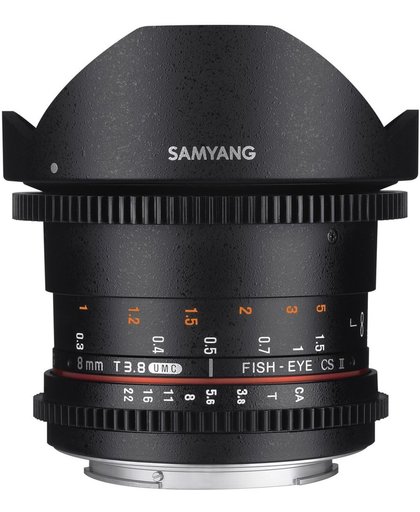 Samyang 8mm T3.8 Umc Vdslr Fisheye Cs II - Prime lens - geschikt voor Sony Systeemcamera