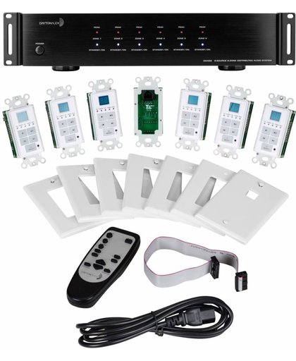 Dayton Audio DAX66 6-Source 6-Room Distributed Whole House Audio System with Keypads 25 WPC