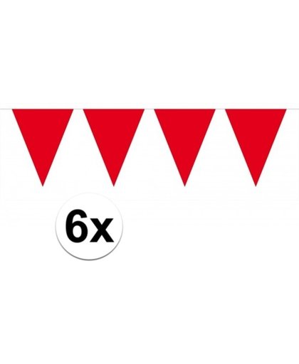 6x vlaggenlijn / slinger rood 10 meter - totaal 60 meter - slingers