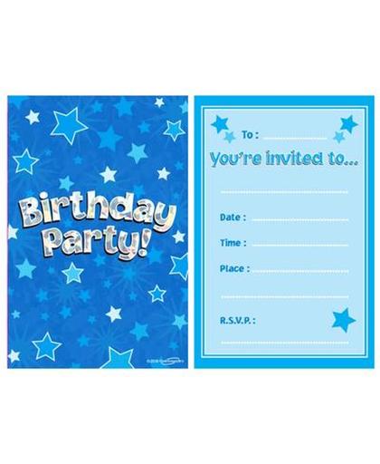 8 uitnodigingen voor een feestje, blauw hologram