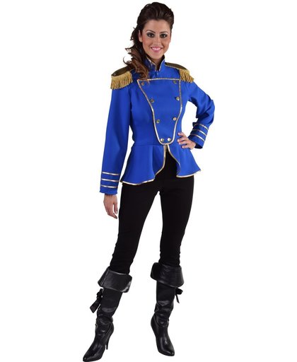 Blauw Uniform jasje met gouden epauletten - Circusdirecteur kostuum dames Maat 46-48