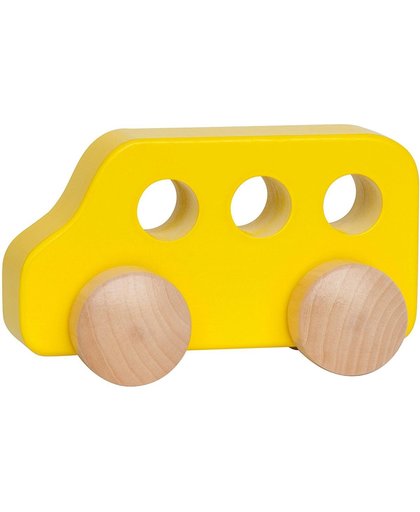 Hape Babyspeelgoed Houten speelgoedvoertuig Bus - Geel