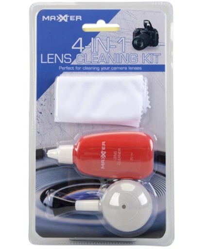 4-in-1 lens cleaning kit van Maxxter - Brillen - Camera - Helm - Mobiel - Schoonmaak doekjes