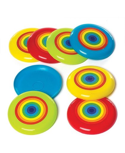 Frisbees met regenboog - Een leuk speeltje voor uitdeelzakjes voor kinderen (8 stuks per verpakking)