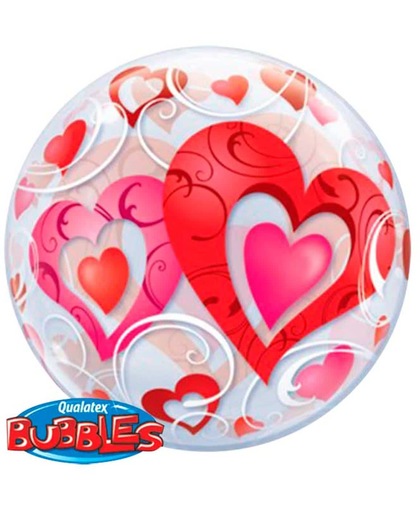 Doorzichtige Hart Ballon Bubbles 56cm