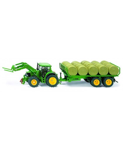 Siku John Deere 6920 tractor met vork en balenaanhanger groen (3862)