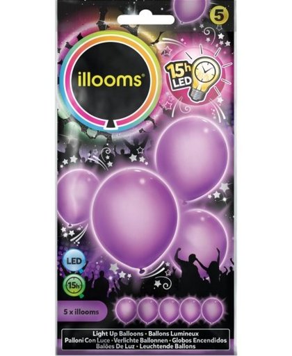 Illooms led ballonnen Purple zakje van 5 stuks paars