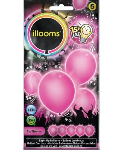 Illooms led ballonnen Pink zakje van 5 stuks roze