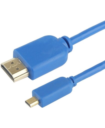 Vergulde Micro HDMI mannetje naar HDMI 19 Pin kabel, 1.4 Versie, ondersteunt 3D / HDTV, Lengte: 1.5m (blauw)