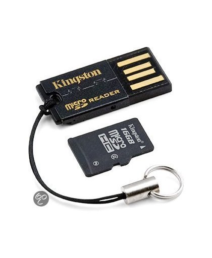 Kingston Technology USB microSDHC Reader, 16GB microSD Zwart geheugenkaartlezer
