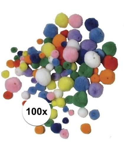 100x knutsel pompons gekleurd om te rijgen