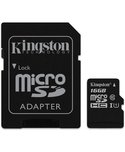 Kingston Technology microSDHC Class 10 UHS-I Card 16GB 16GB MicroSDHC UHS-I Klasse 10 flashgeheugen