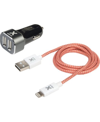 Xtorm Carplug 2 USB + Lightning cable 1m
