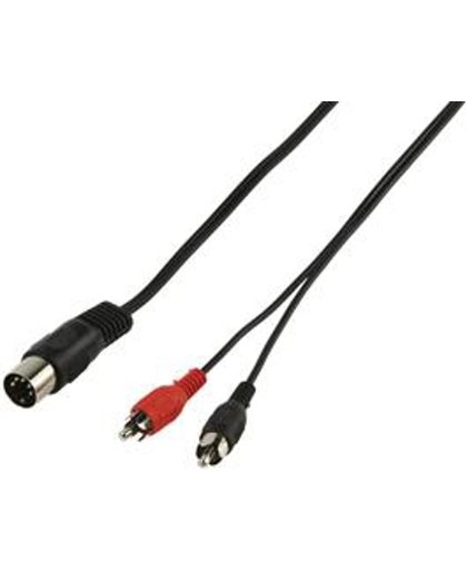 Audio / video kabel 5p DIN steker - 2x tulp steker 1,20 m