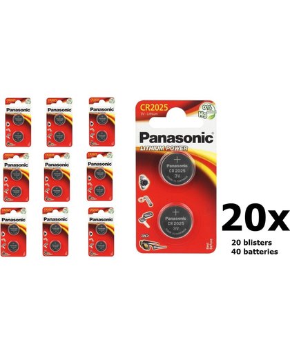40 Stuks (20 Blisters a 2x) - Panasonic CR2025 Lithium knoopcelbatterij