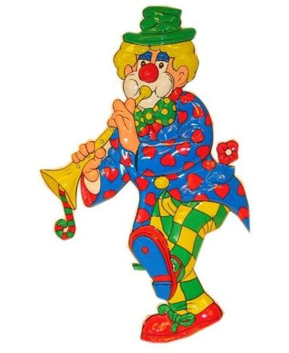 Decoratie clown met trompet 70cm