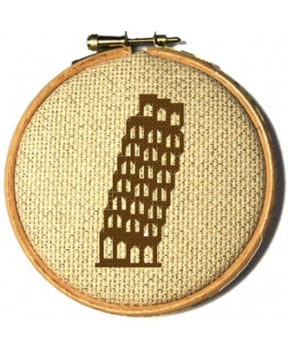 Ornament Borduurpakket Pisa, Italië - inclusief borduurring, DMC garen, borduurnaald, borduurstramien en vilt om af te werken