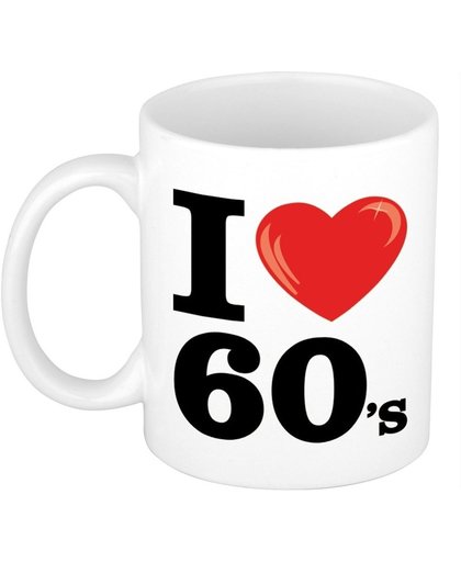 I Love 60's koffiemok / beker 300 ml - Cadeau Sixties liefhebber