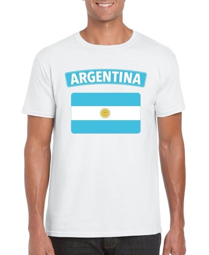 Argentinie t-shirt met Argentijnse vlag wit heren XL