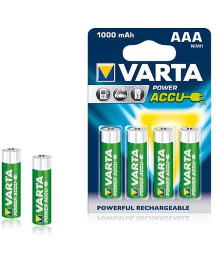Varta Power Accu AA, 4 pcs Nikkel Metaal Hydride 1000mAh 1.2V oplaadbare batterij/accu