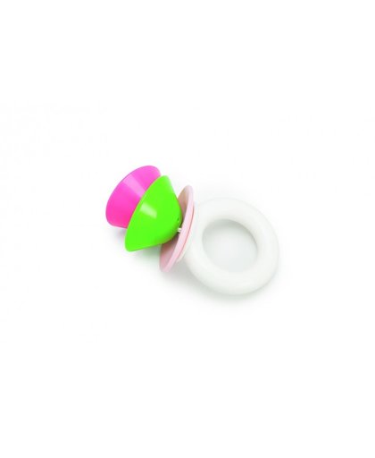 Kid O Rammelaar Ring Met Kegeltjes Wit/Groen/Roze