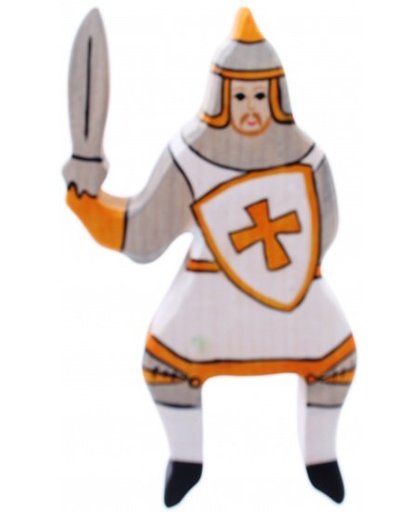 Holztiger Sprookjes en ridders: rijdende ridder wit (16,5 cm)