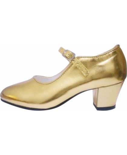 Anna Prinsessen schoenen, Spaanse schoenen goud - maat 26 (binnenmaat 18 cm) bij jurk