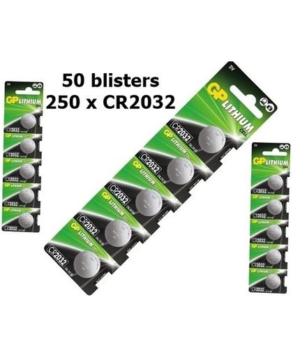 50 Blisters (250x) - GP CR2032 lithium batterij