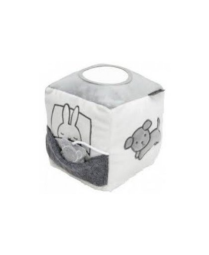 Nijntje kubus gebreid pluche grijs/wit 14 x 14 x 14 cm