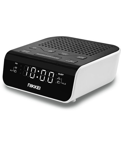 Nikkei NR160U - klokradio met USB aansluiting - Wit