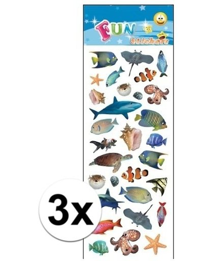3x Stickervel zeedieren